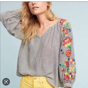 Anthropologie floreat blouse with tassle back details